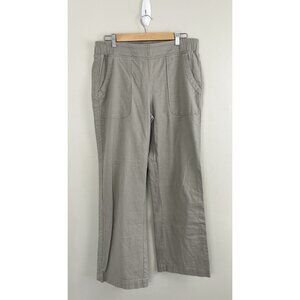 Wahine Blue Linen Blend Pants Wide Leg Women’s Gray  Sz Lg Pockets